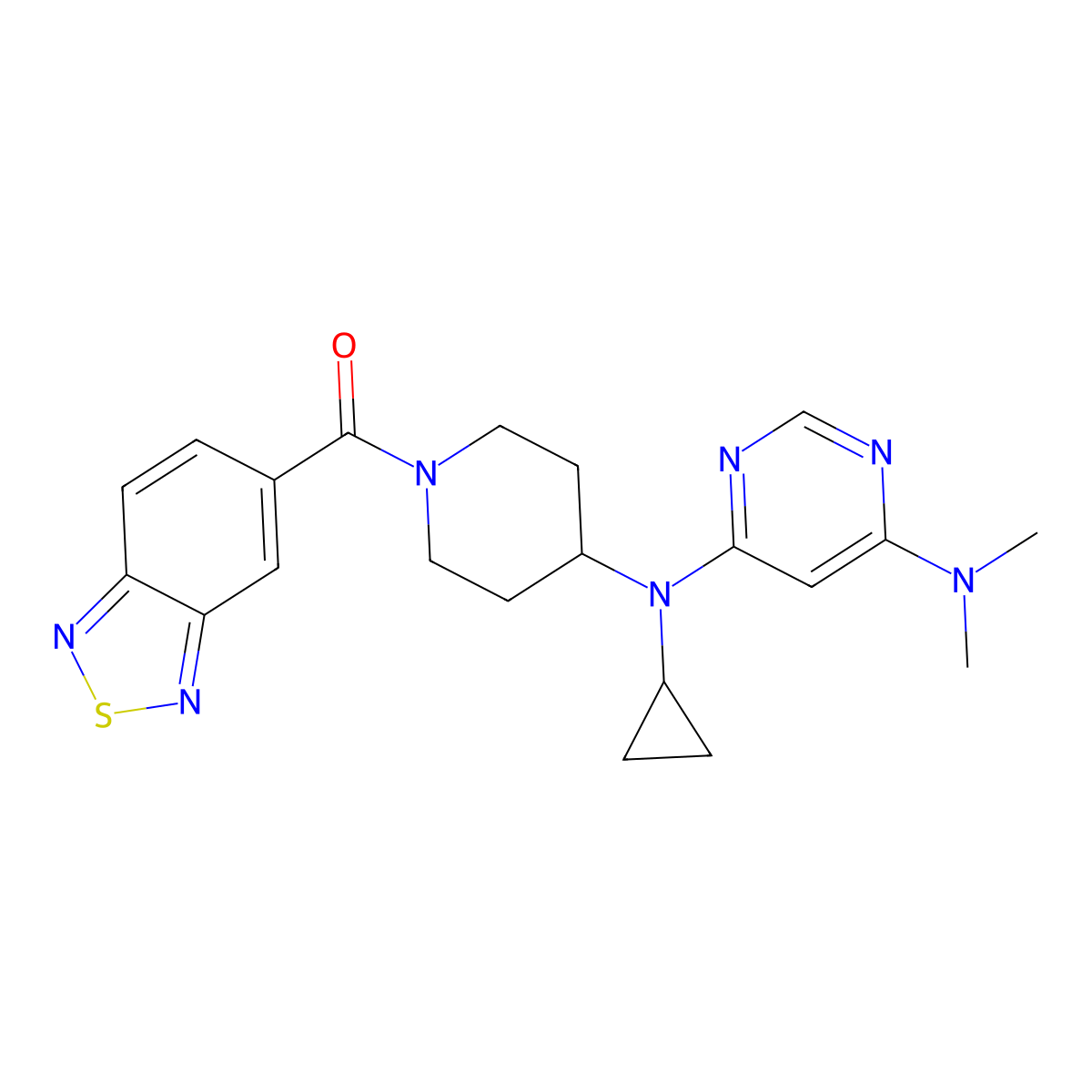 N4-[1-(2,1,3-benzothiadiazole-5-carbonyl)piperidin-4-yl]-N4-cyclopropyl-N6,N6-dimethylpyrimidine-4,6-diamine molecular structure, CAS 2201251-53-6