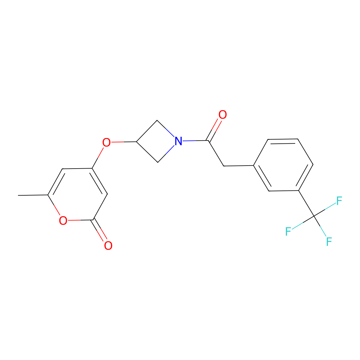 6-methyl-4-[(1-{2-[3-(trifluoromethyl)phenyl]acetyl}azetidin-3-yl)oxy]-2H-pyran-2-one molecular structure, CAS 2201252-75-5
