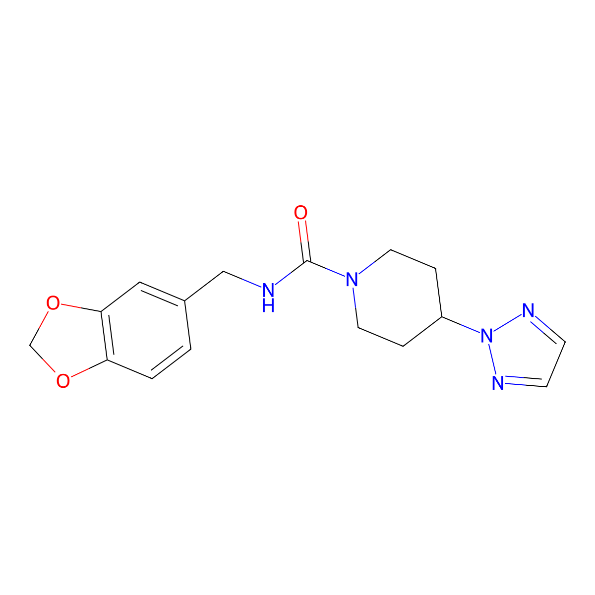 N-(benzo[d][1,3]dioxol-5-ylmethyl)-4-(2H-1,2,3-triazol-2-yl)piperidine-1-carboxamide molecular structure, CAS 2201253-33-8