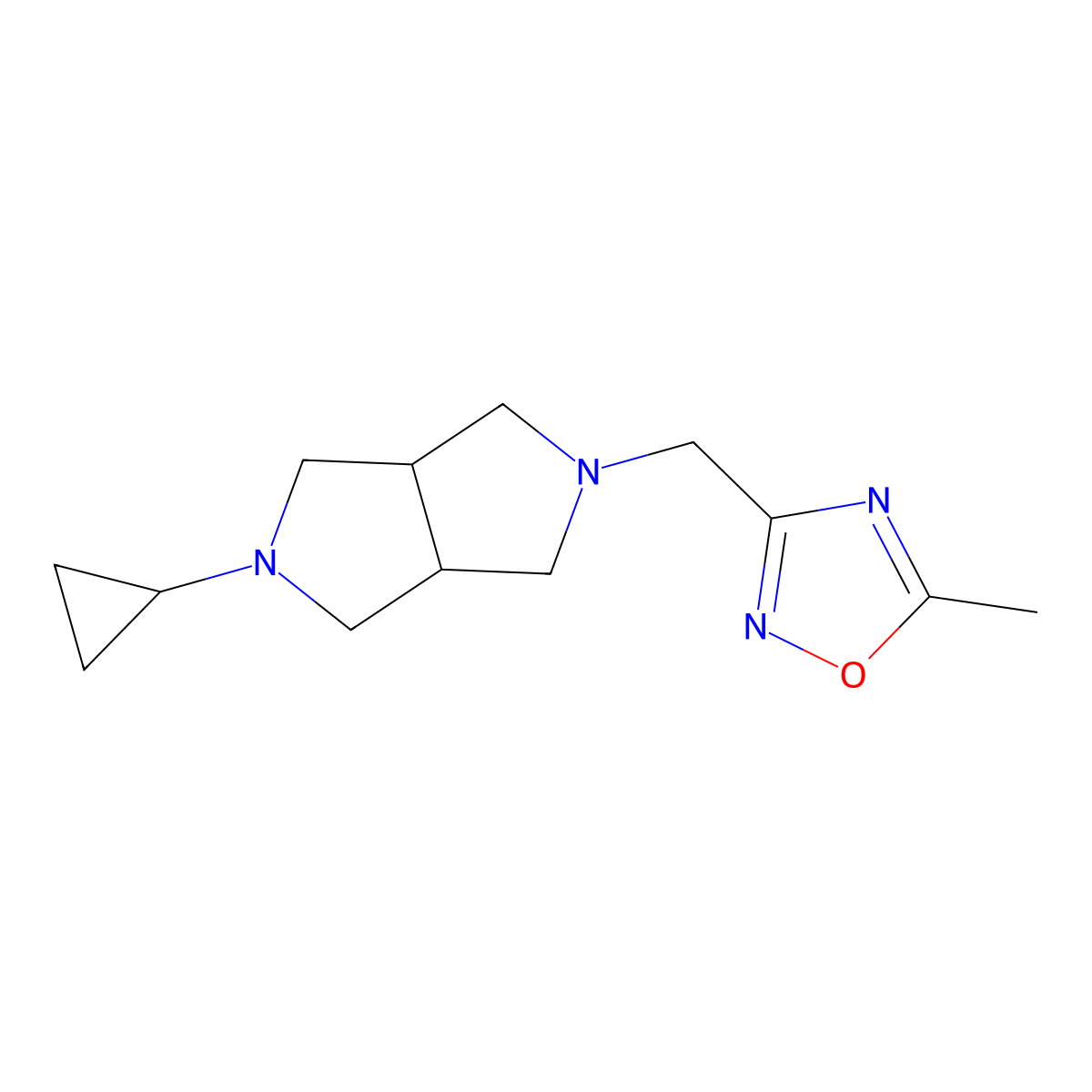 3-({5-Cyclopropyl-octahydropyrrolo[3,4-c]pyrrol-2-yl}methyl)-5-methyl-1,2,4-oxadiazole molecular structure, CAS 2201256-73-5