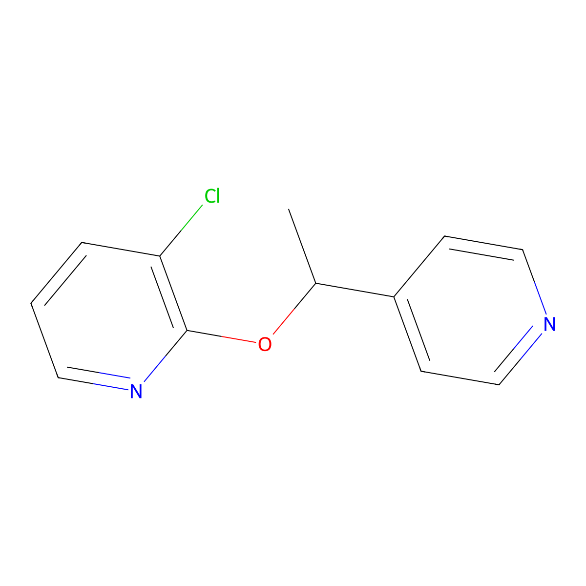 3-Chloro-2-[1-(pyridin-4-yl)ethoxy]pyridine molecular structure, CAS 2201256-95-1