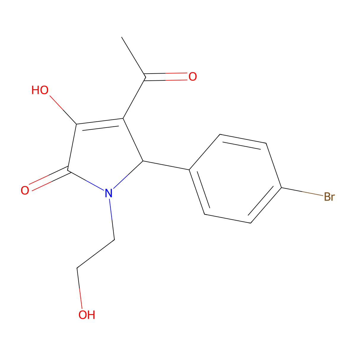 3-acetyl-2-(4-bromophenyl)-4-hydroxy-1-(2-hydroxyethyl)-2H-pyrrol-5-one molecular structure, CAS 220128-05-2