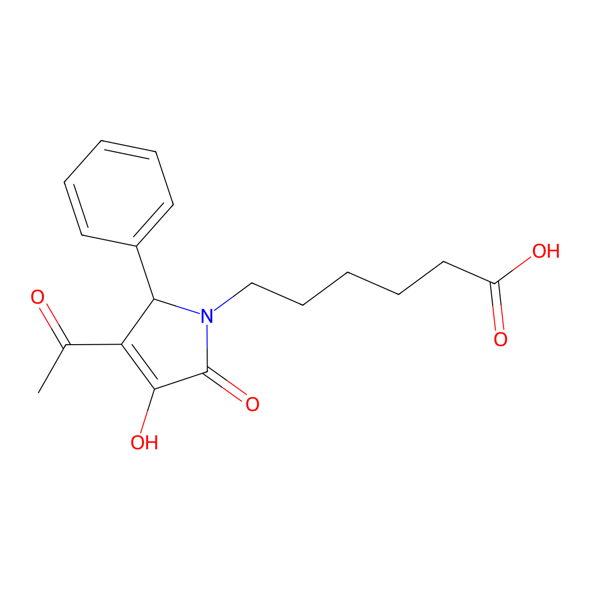 6-(3-acetyl-4-hydroxy-5-oxo-2-phenyl-2,5-dihydro-1H-pyrrol-1-yl)hexanoic acid molecular structure, CAS 220128-08-5