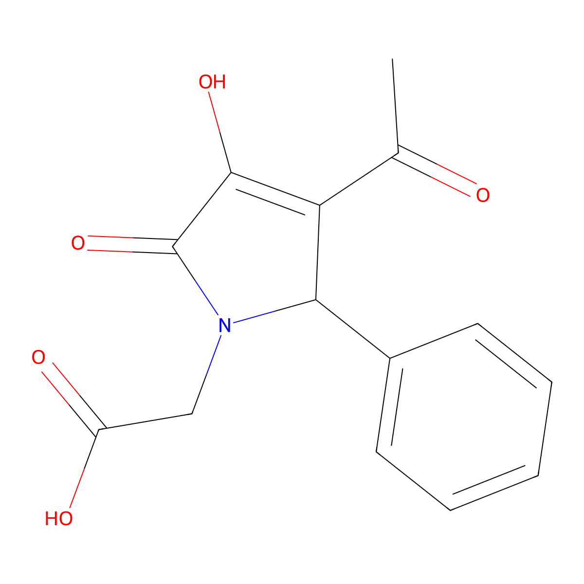 (3-Acetyl-4-hydroxy-5-oxo-2-phenyl-2,5-dihydro-1H-pyrrol-1-yl)acetic acid molecular structure, CAS 220128-11-0