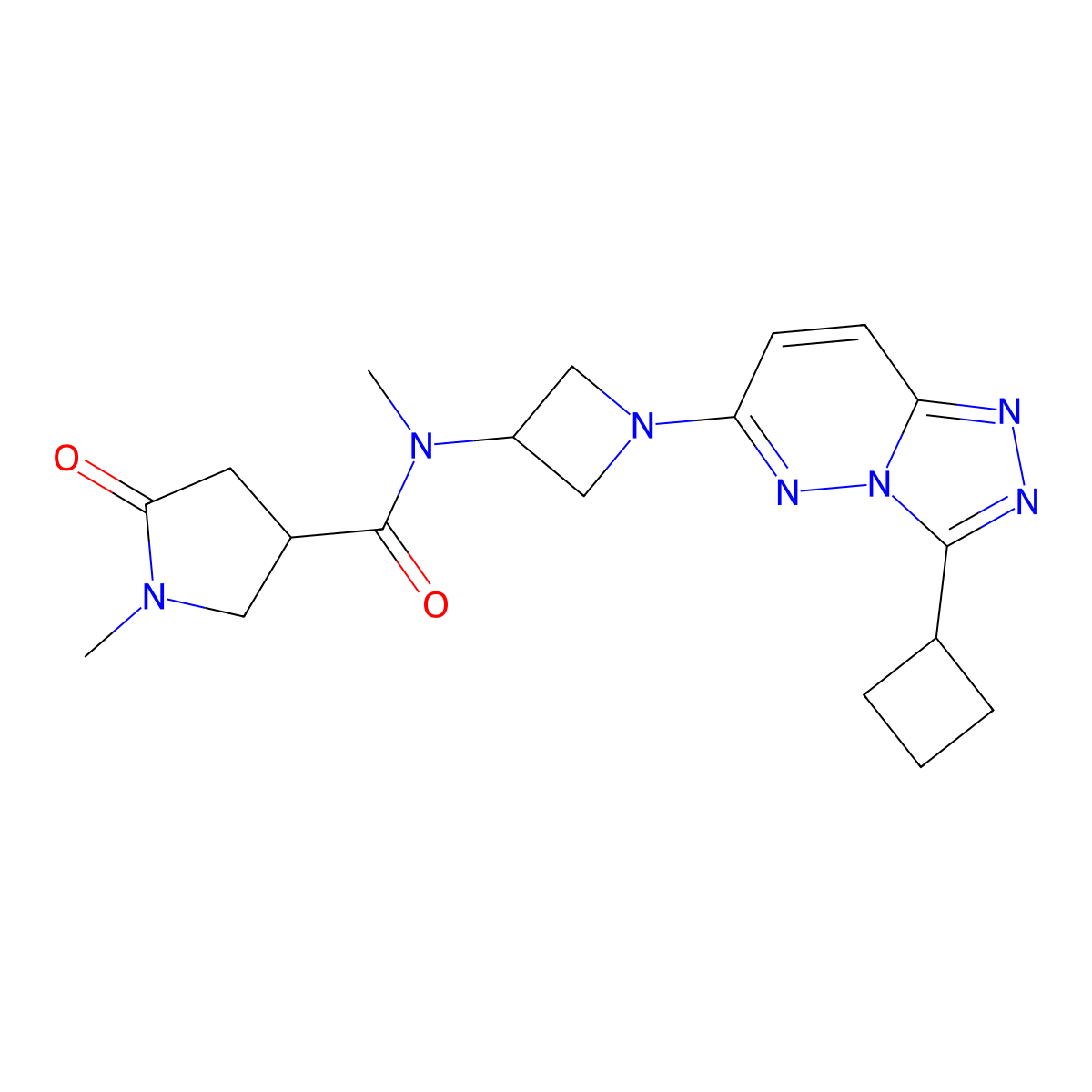 N-(1-{3-cyclobutyl-[1,2,4]triazolo[4,3-b]pyridazin-6-yl}azetidin-3-yl)-N,1-dimethyl-5-oxopyrrolidine-3-carboxamide molecular structure, CAS 2201282-18-8