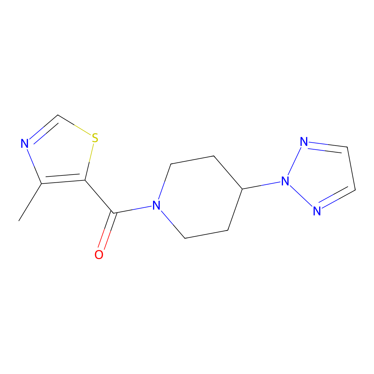 (4-(2H-1,2,3-triazol-2-yl)piperidin-1-yl)(4-methylthiazol-5-yl)methanone molecular structure, CAS 2201284-11-7