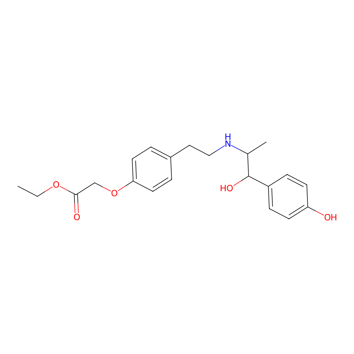 Ethyl 2-[4-[2-[[1-hydroxy-1-(4-hydroxyphenyl)propan-2-yl]amino]ethyl]phenoxy]acetate molecular structure, CAS 220129-49-7