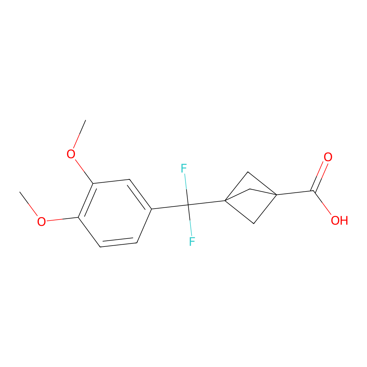 3-((3,4-Dimethoxyphenyl)difluoromethyl)bicyclo[1.1.1]pentane-1-carboxylic acid molecular structure, CAS 2201290-20-0