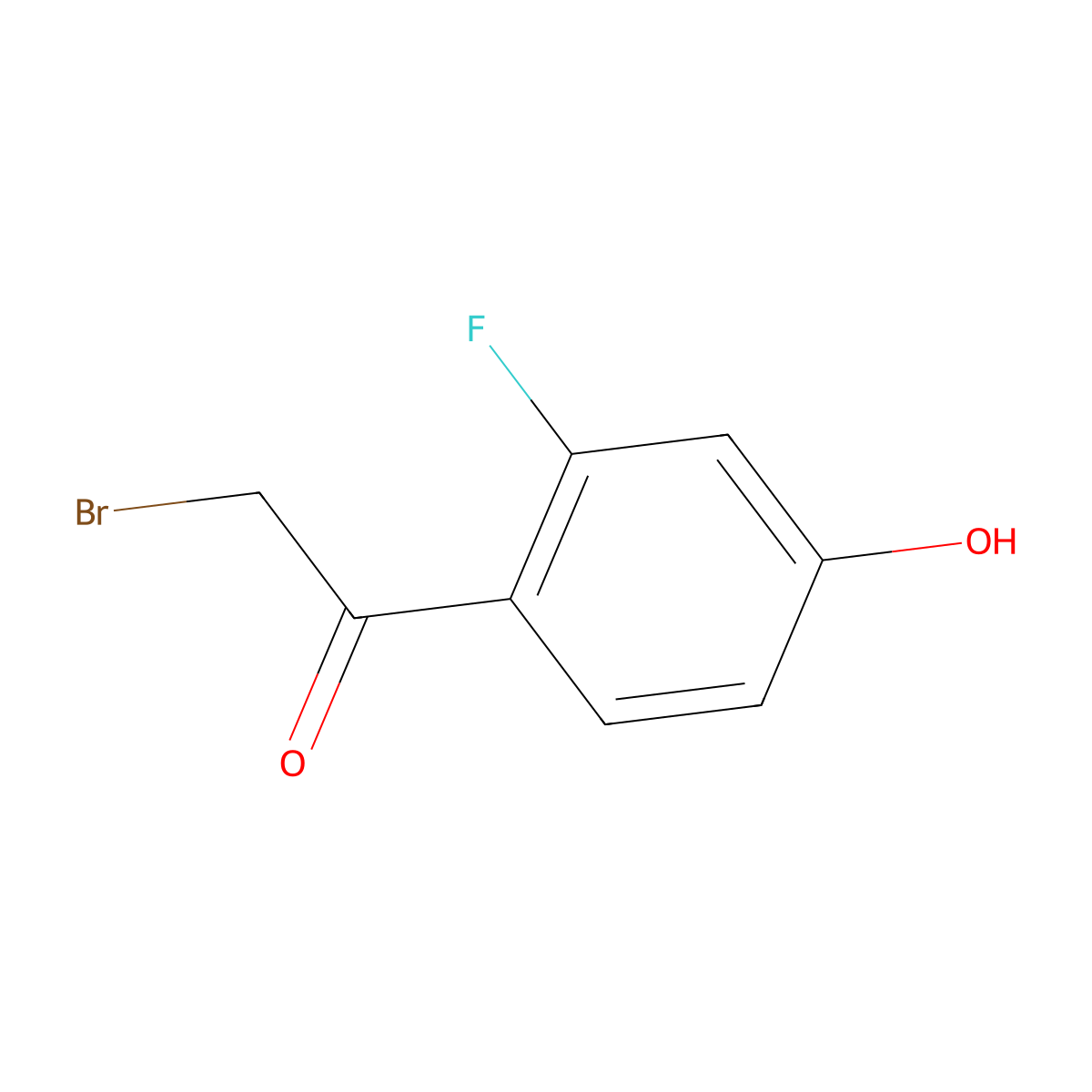 2-Bromo-1-(2-fluoro-4-hydroxyphenyl)ethanone molecular structure, CAS 220131-30-6