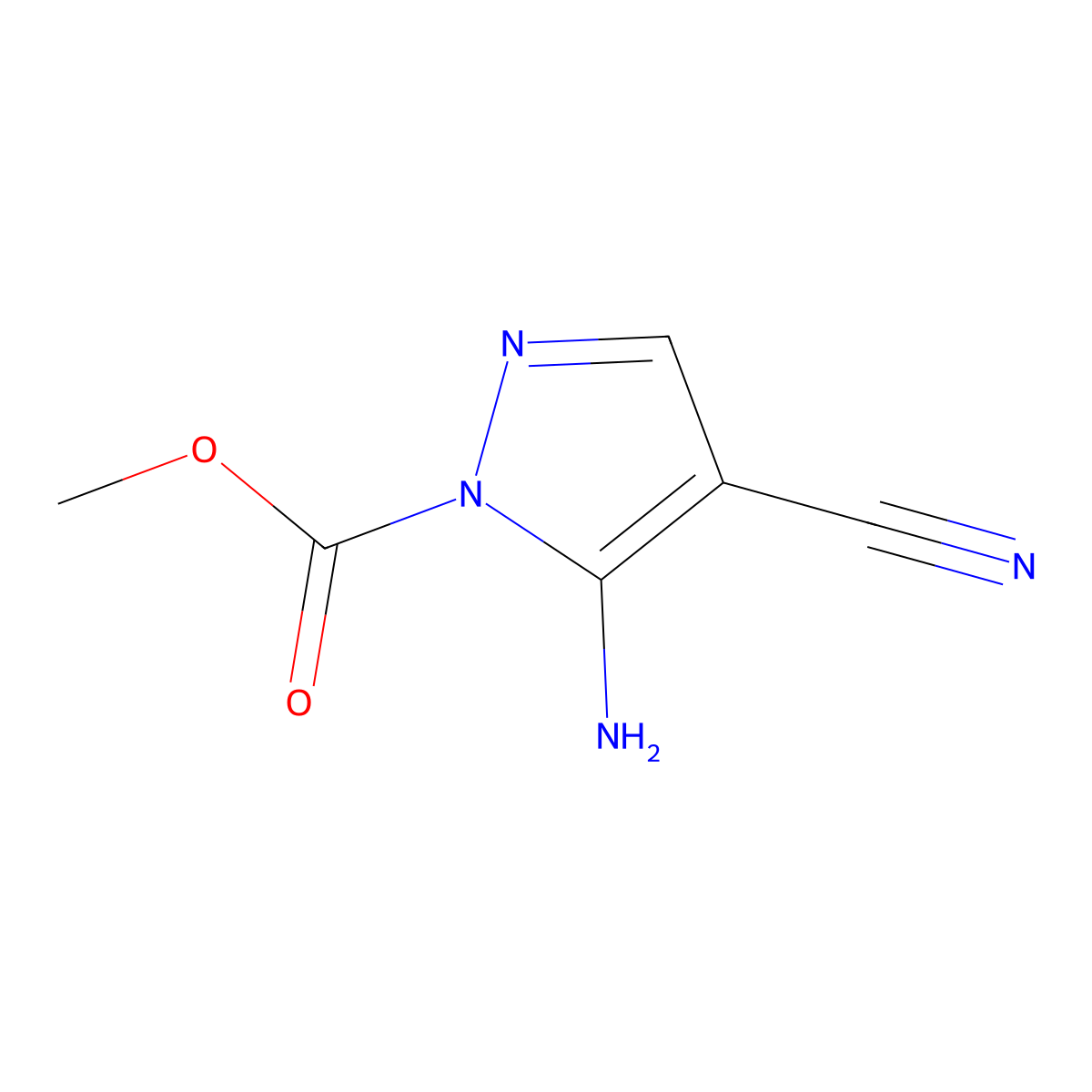 methyl 5-amino-4-cyano-1H-pyrazole-1-carboxylate molecular structure, CAS 220131-57-7