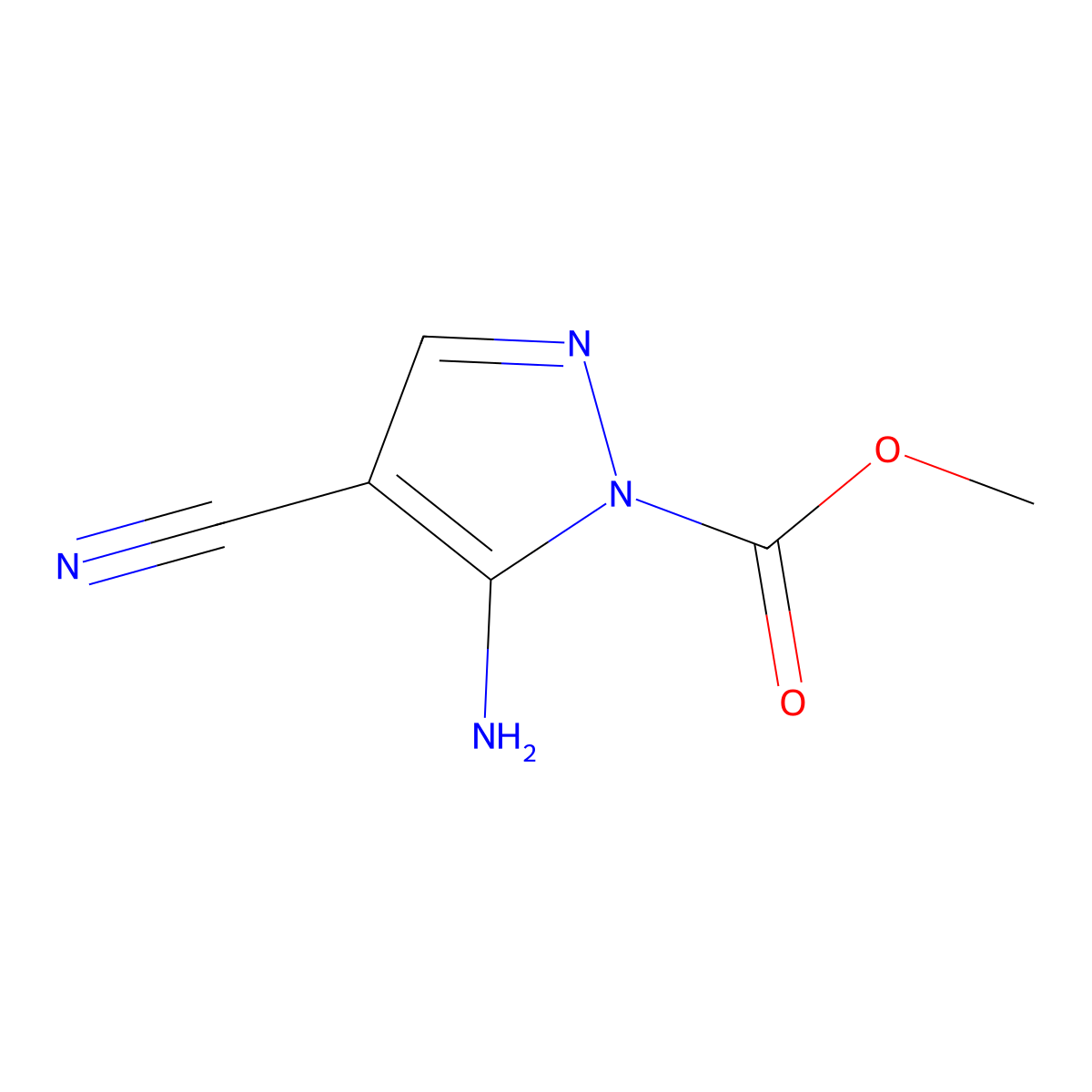 methyl 5-amino-4-cyano-1H-pyrazole-1-carboxylate molecular structure, CAS 220131-57-7
