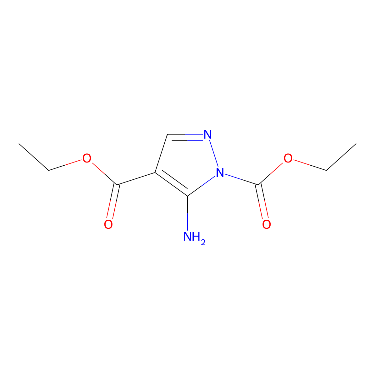 Diethyl 5-amino-1H-pyrazole-1,4-dicarboxylate molecular structure, CAS 220131-60-2