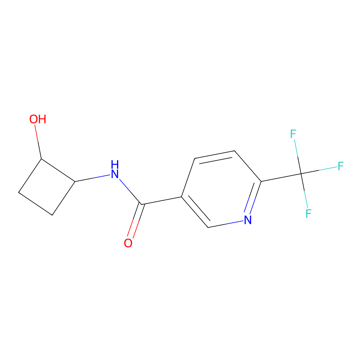 N-(2-hydroxycyclobutyl)-6-(trifluoromethyl)pyridine-3-carboxamide molecular structure, CAS 2201317-75-9