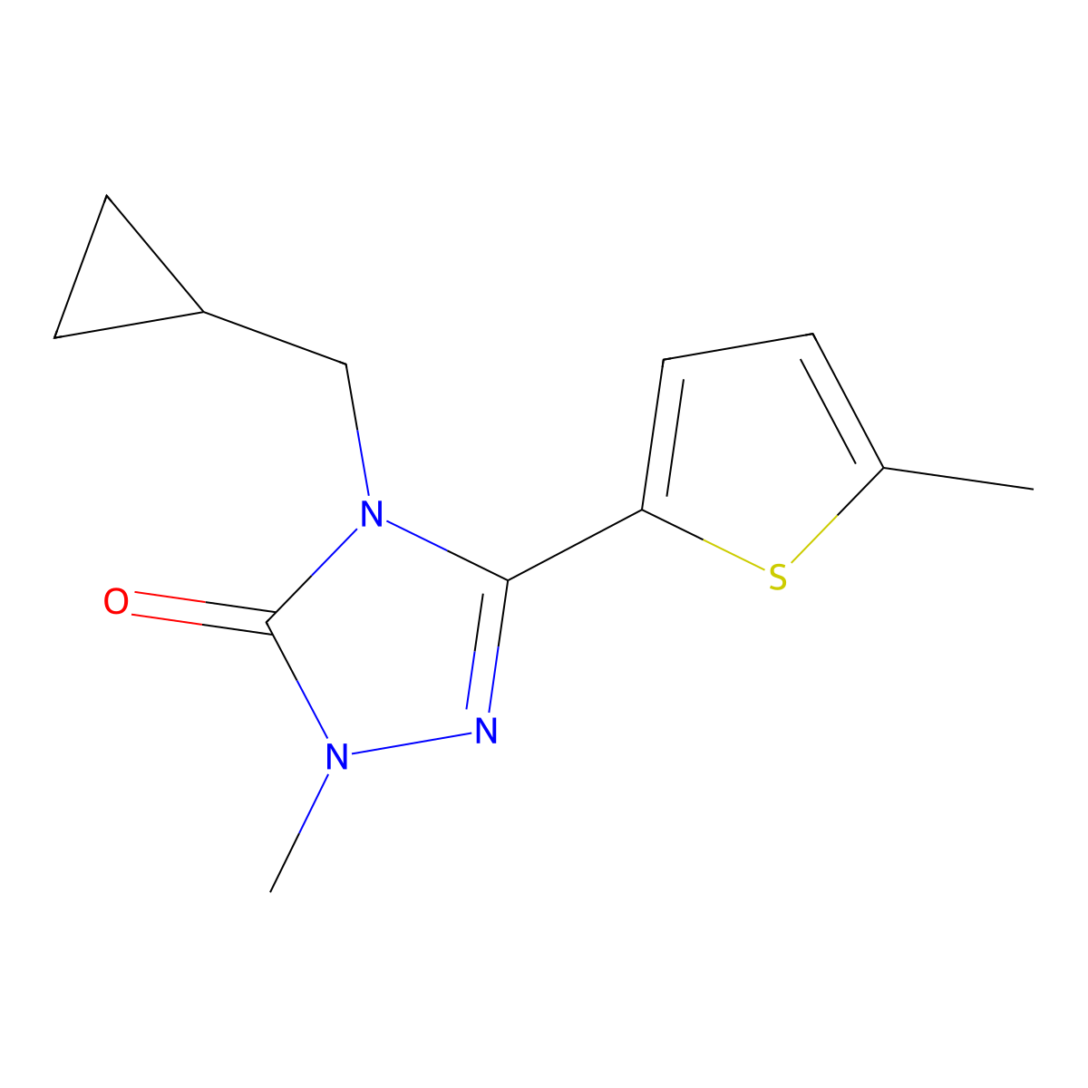 4-(cyclopropylmethyl)-1-methyl-3-(5-methylthiophen-2-yl)-4,5-dihydro-1H-1,2,4-triazol-5-one molecular structure, CAS 2201318-04-7