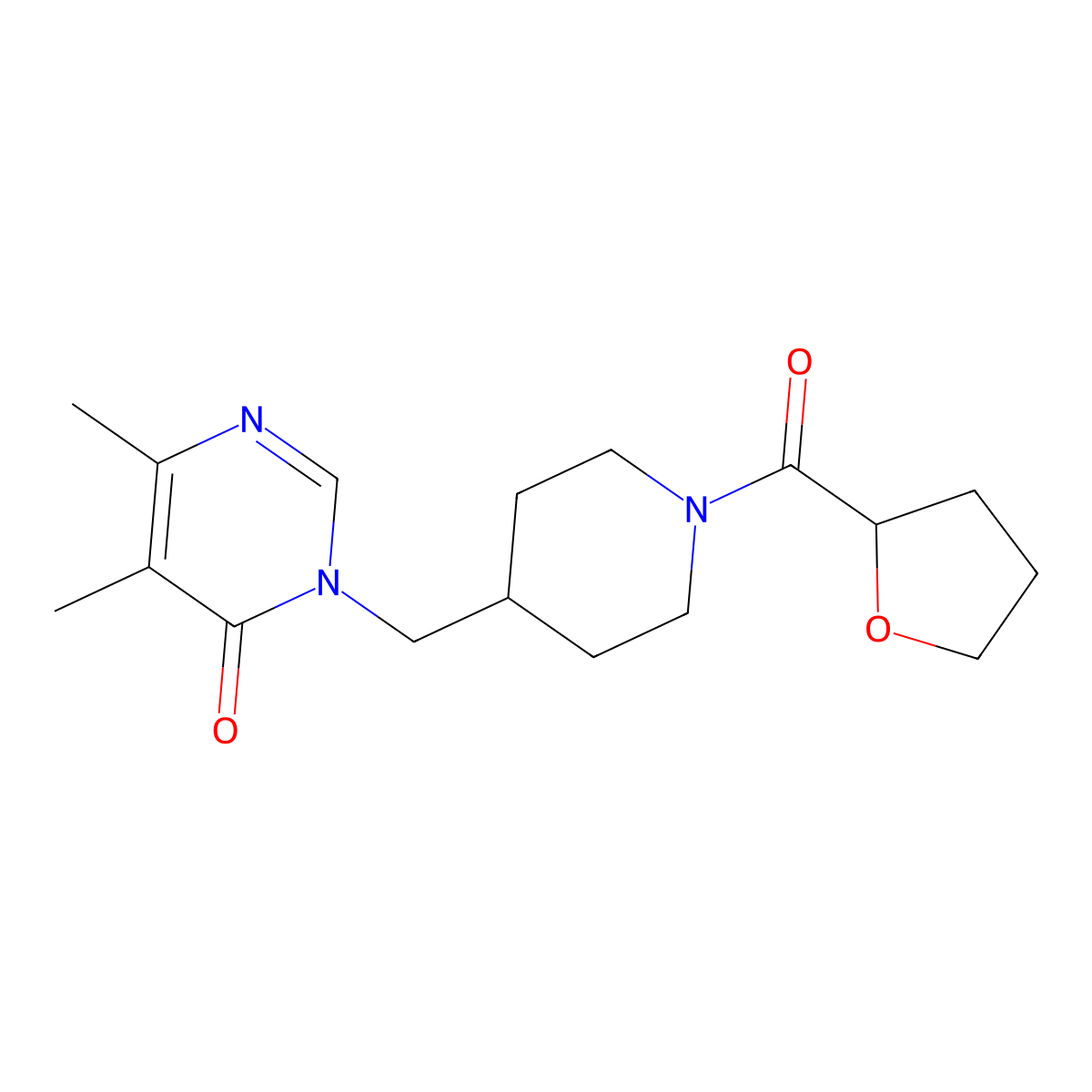 5,6-Dimethyl-3-{[1-(oxolane-2-carbonyl)piperidin-4-yl]methyl}-3,4-dihydropyrimidin-4-one molecular structure, CAS 2201318-46-7