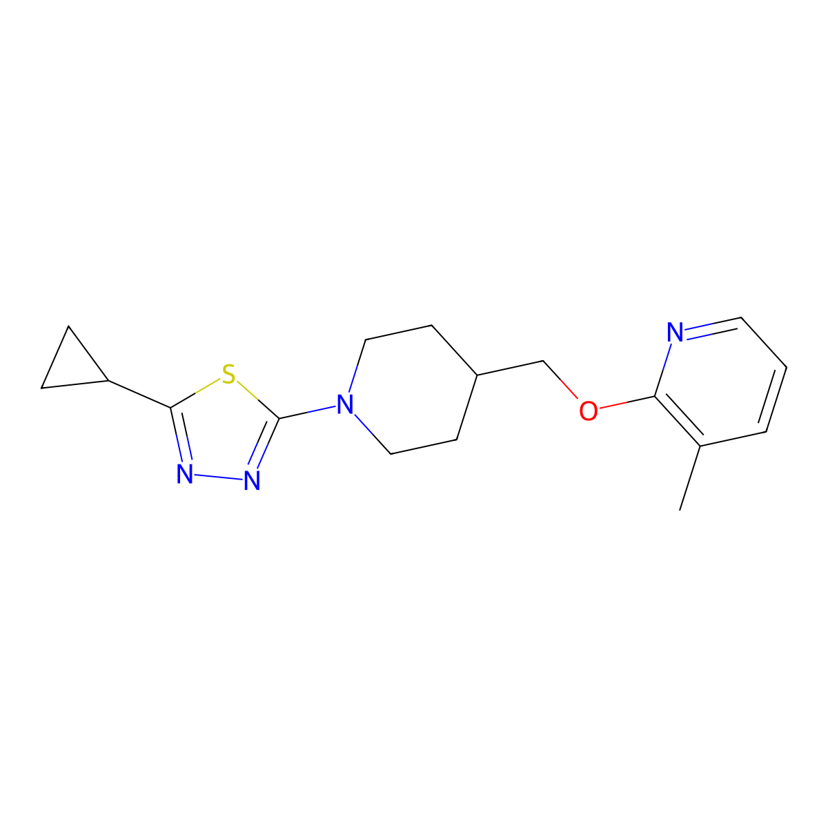 2-{[1-(5-Cyclopropyl-1,3,4-thiadiazol-2-yl)piperidin-4-yl]methoxy}-3-methylpyridine molecular structure, CAS 2201319-50-6