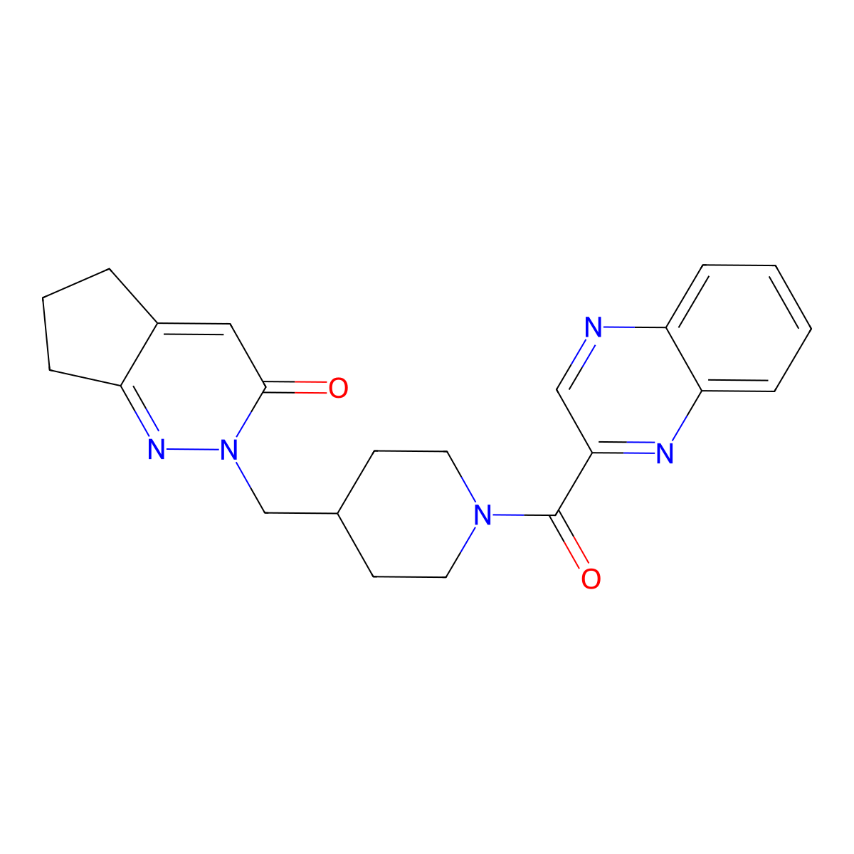 2-{[1-(quinoxaline-2-carbonyl)piperidin-4-yl]methyl}-2H,3H,5H,6H,7H-cyclopenta[c]pyridazin-3-one molecular structure, CAS 2201320-84-3