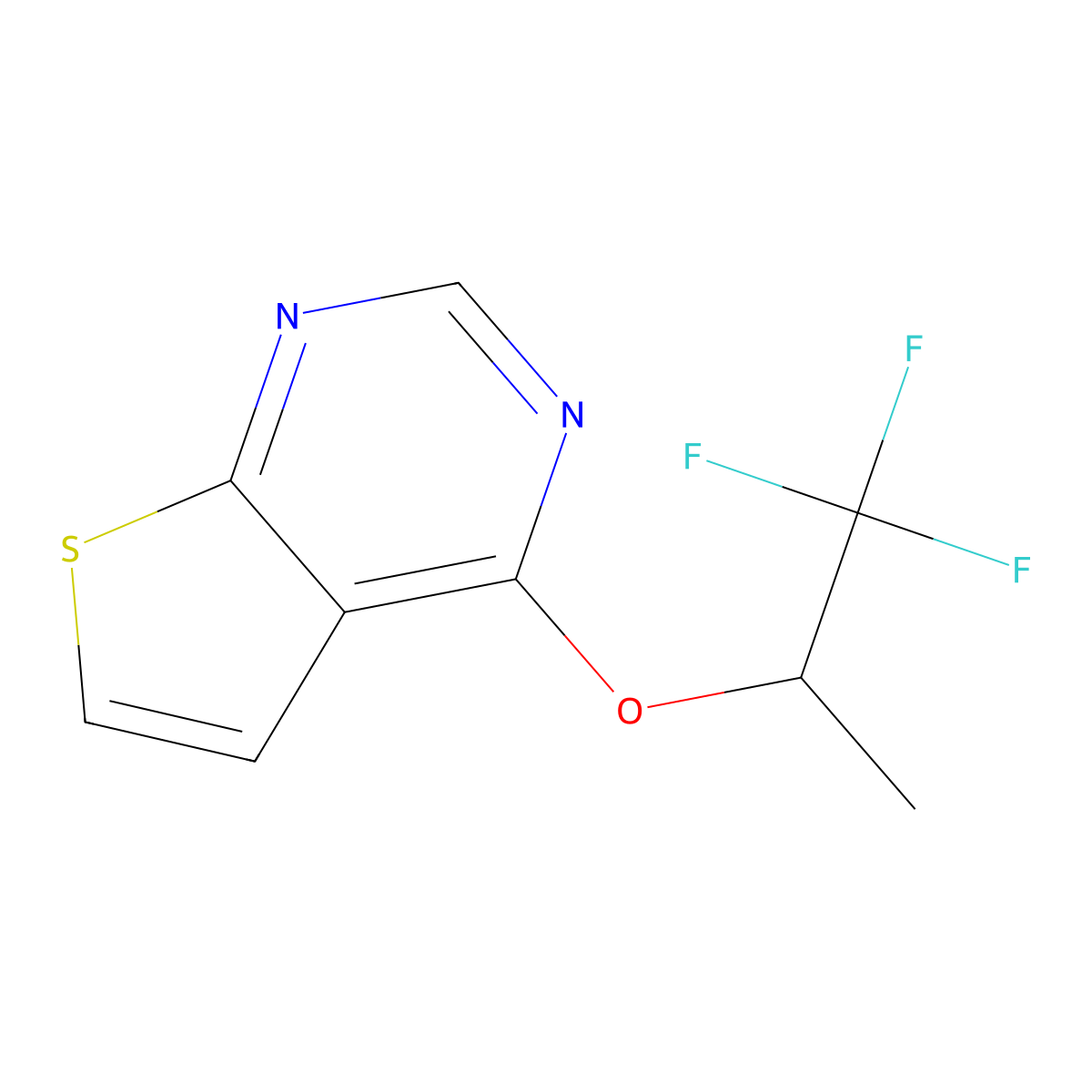 4-[(1,1,1-Trifluoropropan-2-yl)oxy]thieno[2,3-d]pyrimidine molecular structure, CAS 2201328-72-3