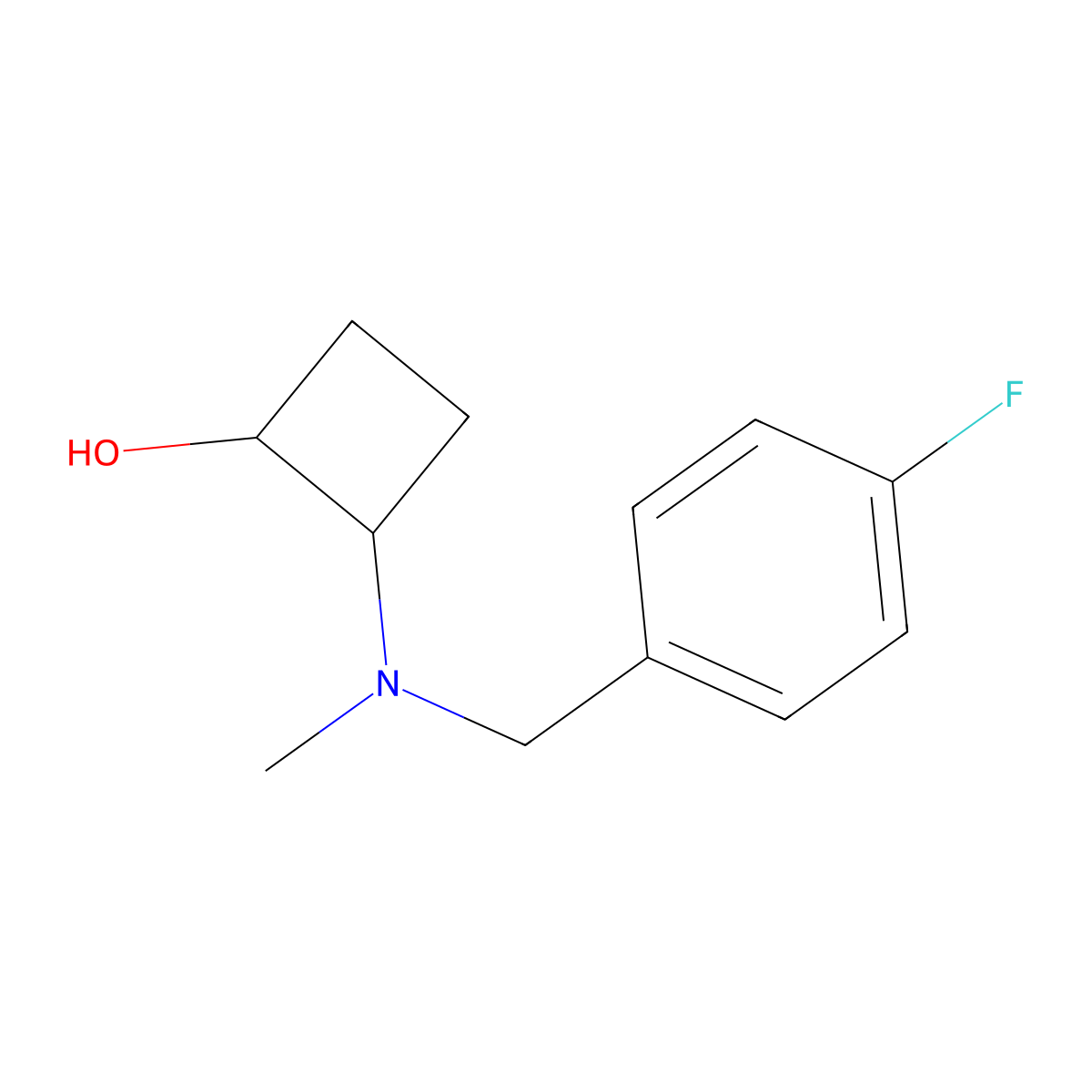 2-{[(4-Fluorophenyl)methyl](methyl)amino}cyclobutan-1-ol molecular structure, CAS 2201354-67-6
