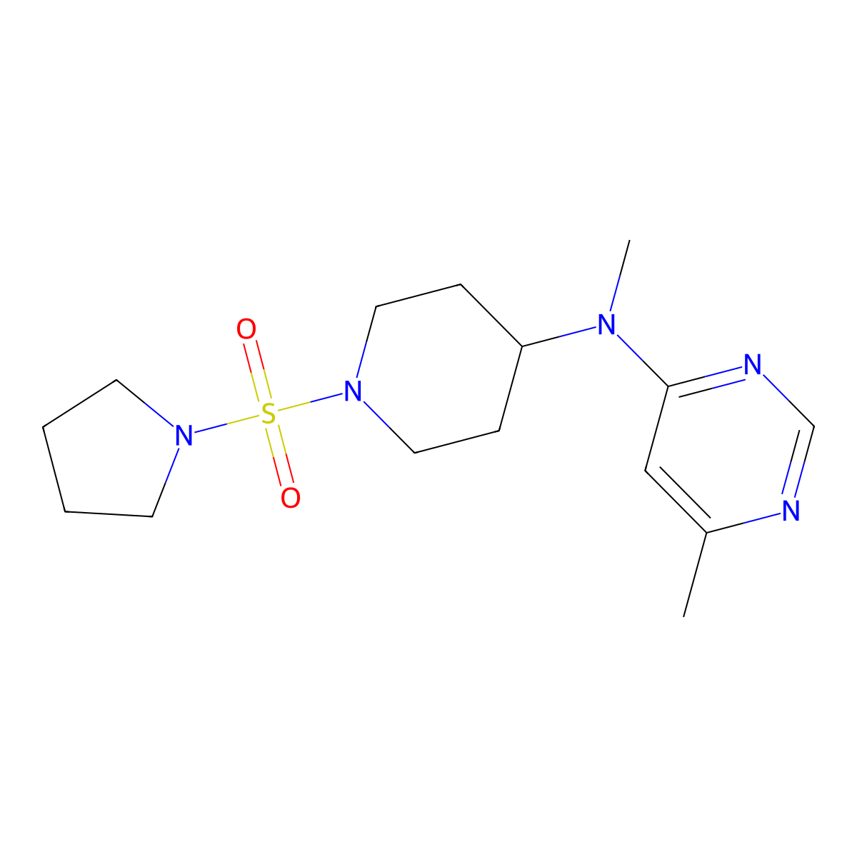 N,6-dimethyl-N-[1-(pyrrolidine-1-sulfonyl)piperidin-4-yl]pyrimidin-4-amine molecular structure, CAS 2201356-70-7