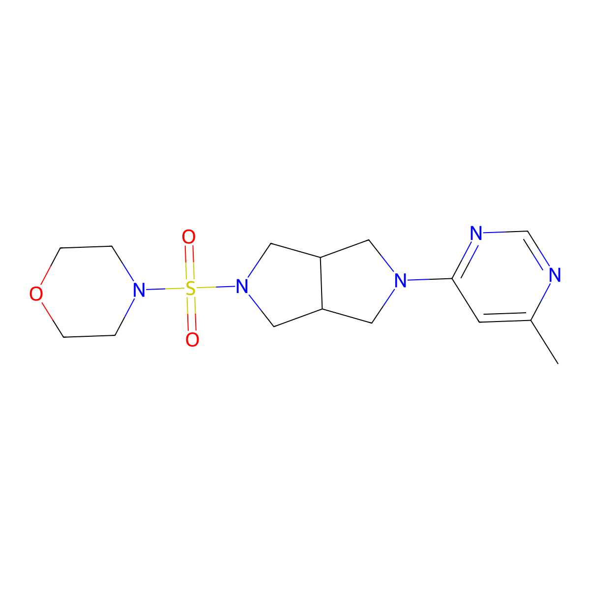 4-{[5-(6-Methylpyrimidin-4-yl)-octahydropyrrolo[3,4-c]pyrrol-2-yl]sulfonyl}morpholine molecular structure, CAS 2201358-54-3