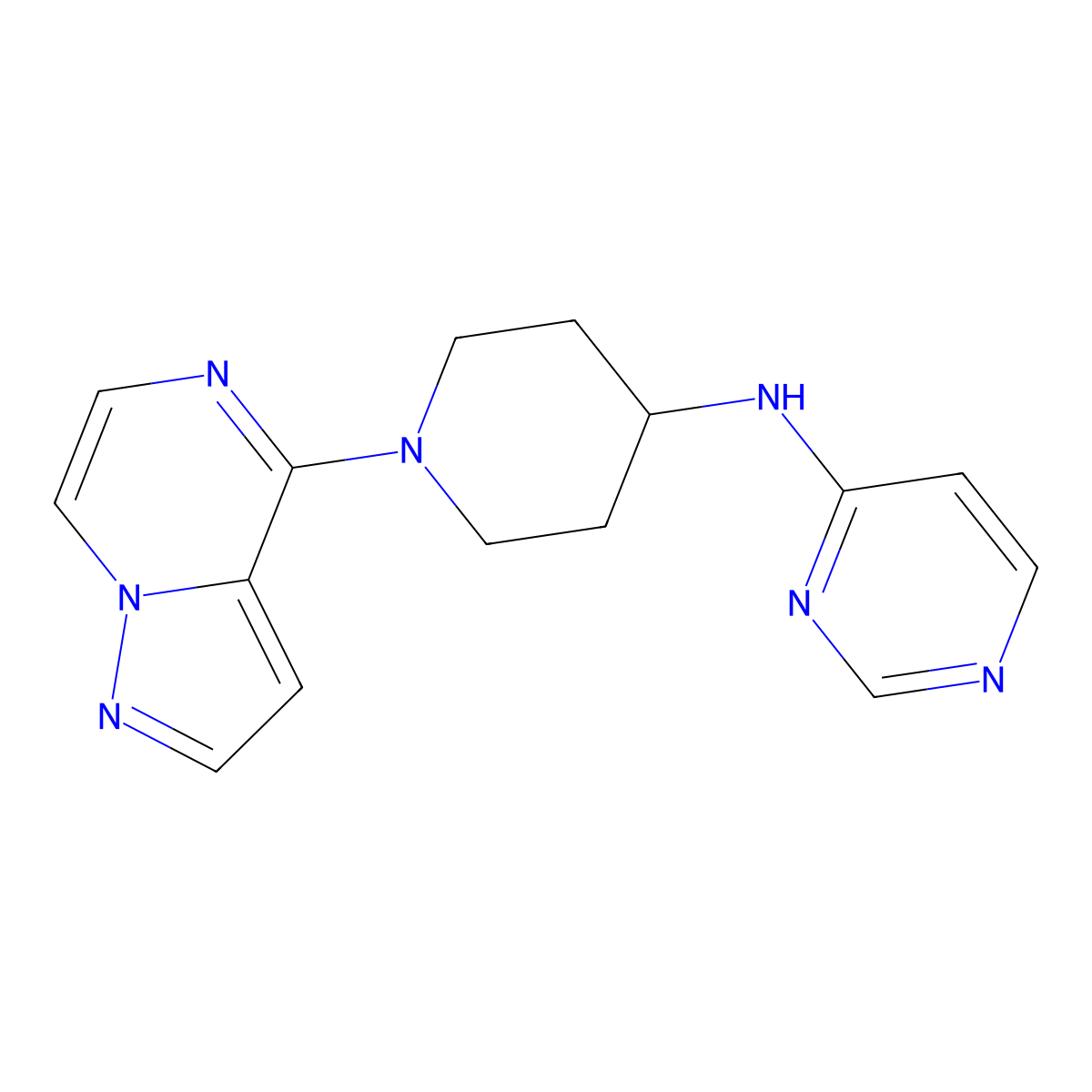 N-(1-{pyrazolo[1,5-a]pyrazin-4-yl}piperidin-4-yl)pyrimidin-4-amine molecular structure, CAS 2201363-60-0