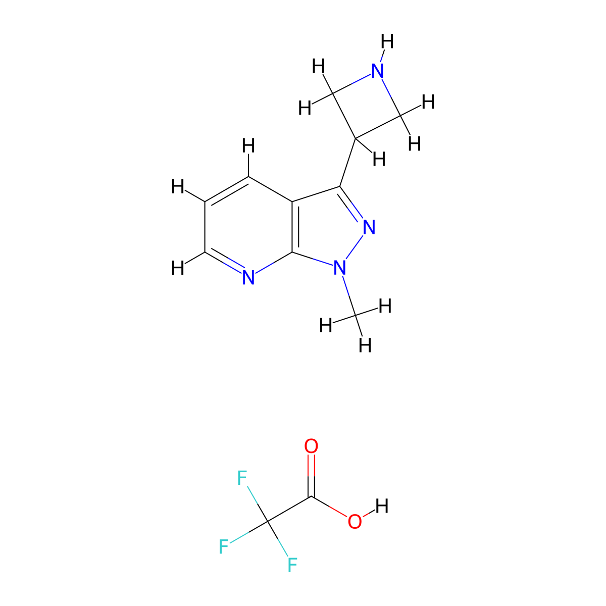 3-Azetidin-3-yl-1-methyl-1H-pyrazolo[3,4-b]pyridine trifluoroacetate molecular structure, CAS 2201364-76-1