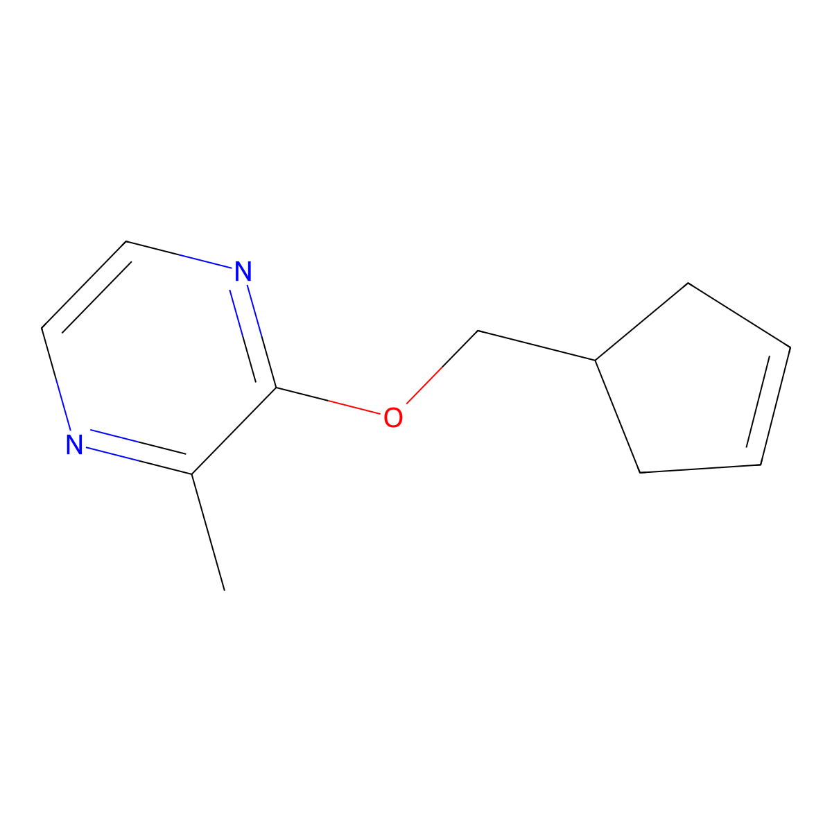 2-[(Cyclopent-3-en-1-yl)methoxy]-3-methylpyrazine molecular structure, CAS 2201390-13-6