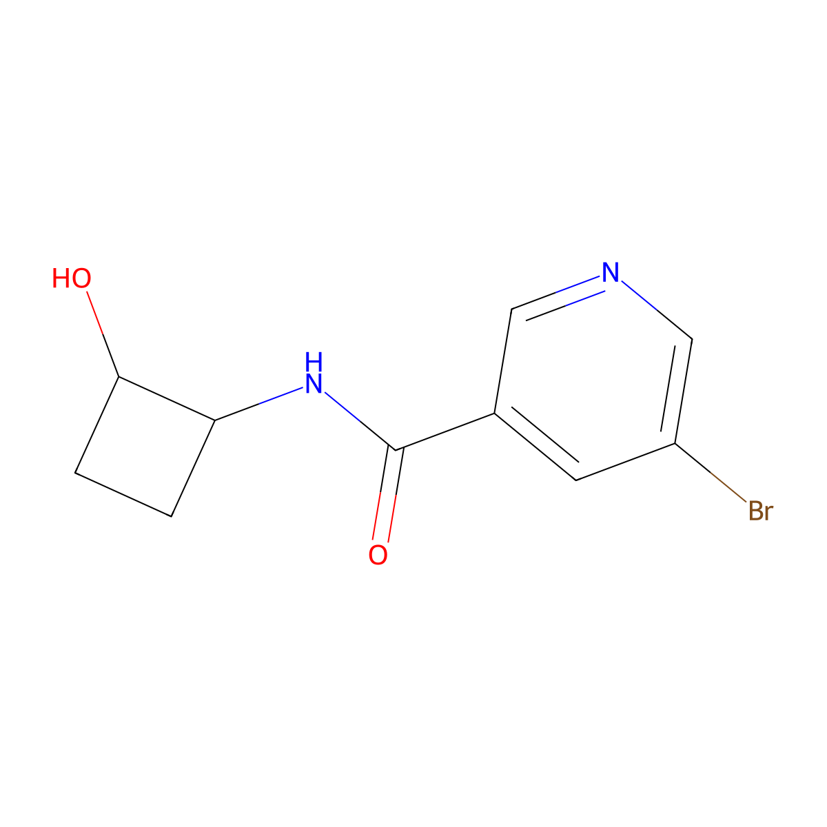 5-bromo-N-(2-hydroxycyclobutyl)pyridine-3-carboxamide molecular structure, CAS 2201391-46-8