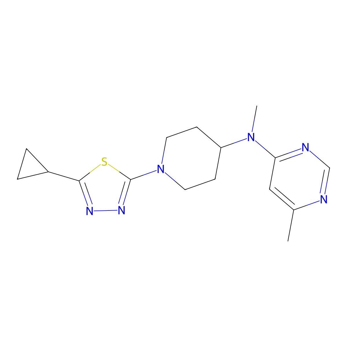 N-[1-(5-cyclopropyl-1,3,4-thiadiazol-2-yl)piperidin-4-yl]-N,6-dimethylpyrimidin-4-amine molecular structure, CAS 2201392-09-6
