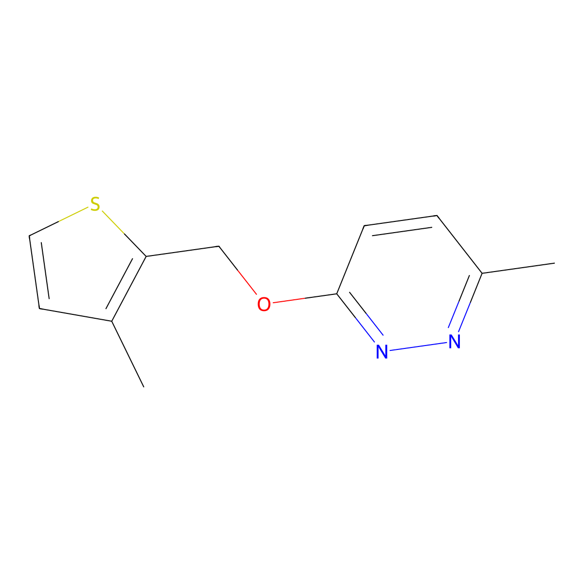 3-Methyl-6-[(3-methylthiophen-2-yl)methoxy]pyridazine molecular structure, CAS 2201392-37-0