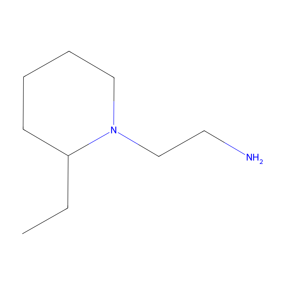2-(2-Ethylpiperidin-1-yl)ethan-1-amine molecular structure, CAS 22014-04-6