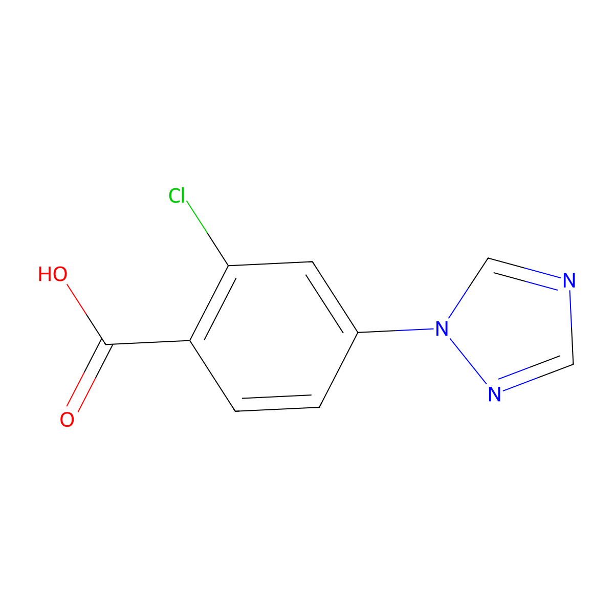 2-Chloro-4-(1H-1,2,4-triazol-1-yl)-benzenecarboxylic acid molecular structure, CAS 220141-15-1