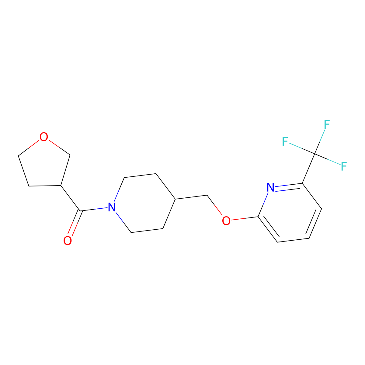 2-{[1-(Oxolane-3-carbonyl)piperidin-4-yl]methoxy}-6-(trifluoromethyl)pyridine molecular structure, CAS 2201427-95-2