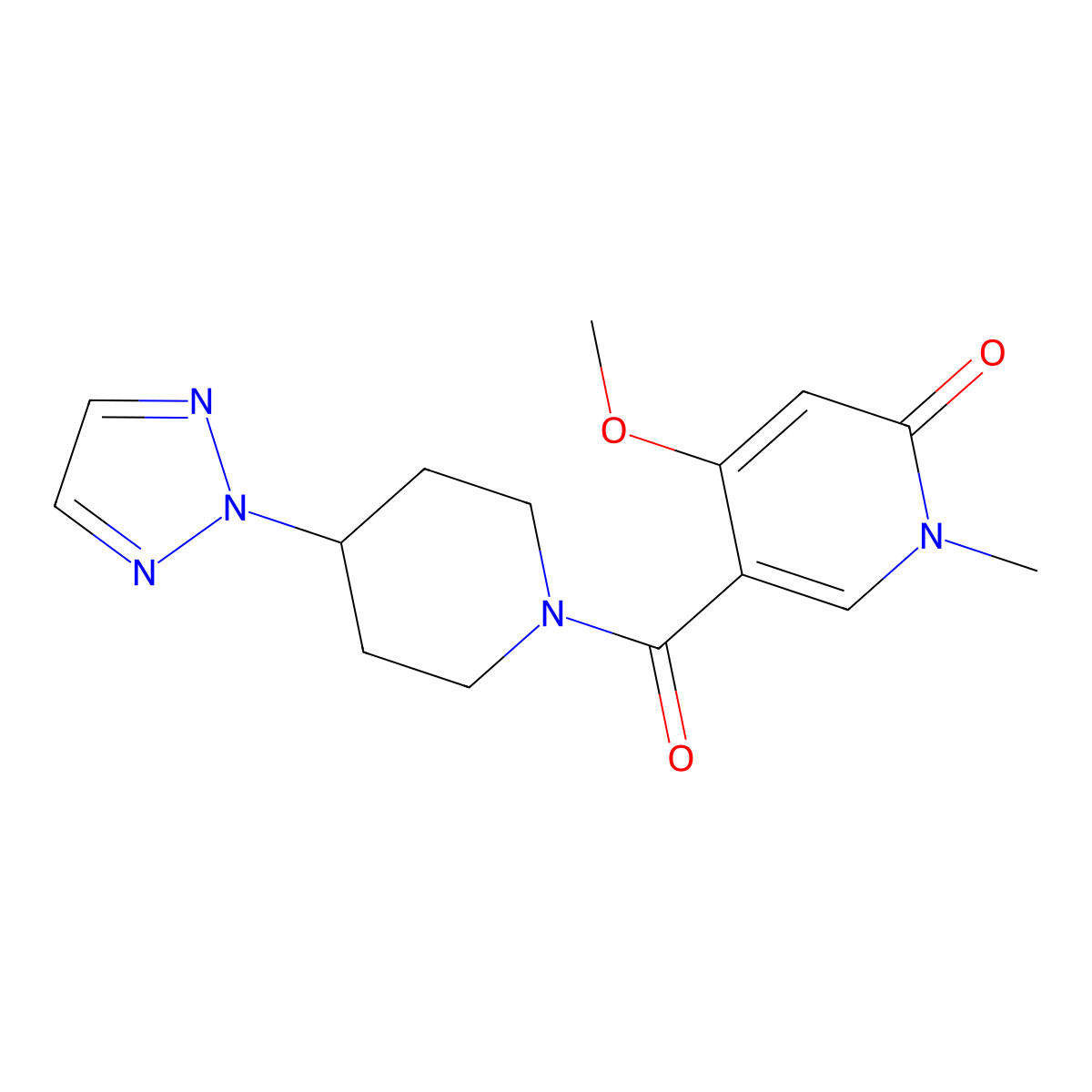 5-(4-(2H-1,2,3-triazol-2-yl)piperidine-1-carbonyl)-4-methoxy-1-methylpyridin-2(1H)-one molecular structure, CAS 2201428-68-2