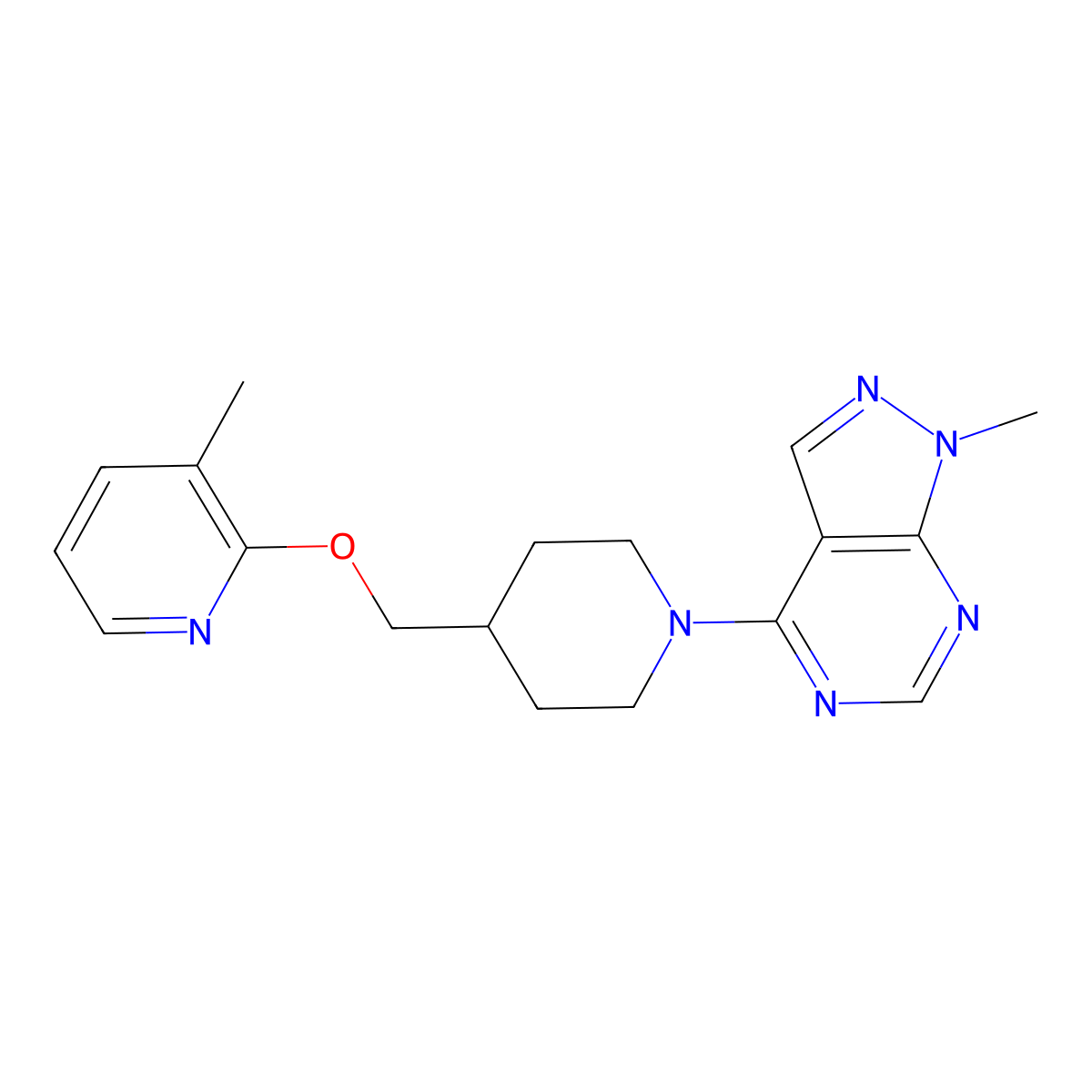 3-methyl-2-[(1-{1-methyl-1H-pyrazolo[3,4-d]pyrimidin-4-yl}piperidin-4-yl)methoxy]pyridine molecular structure, CAS 2201434-28-6