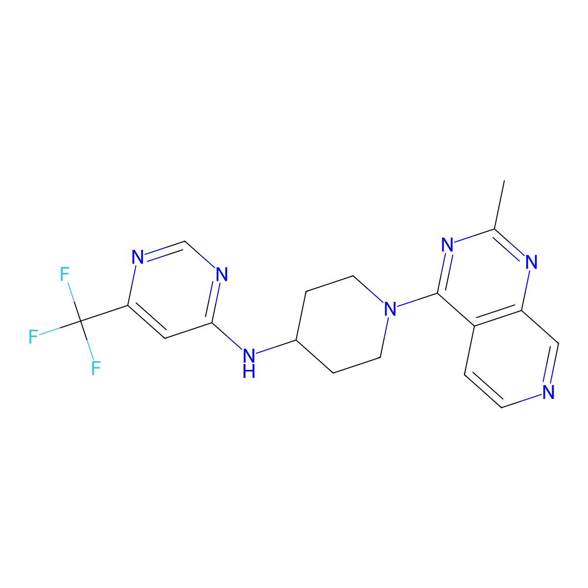N-(1-{2-methylpyrido[3,4-d]pyrimidin-4-yl}piperidin-4-yl)-6-(trifluoromethyl)pyrimidin-4-amine molecular structure, CAS 2201435-90-5