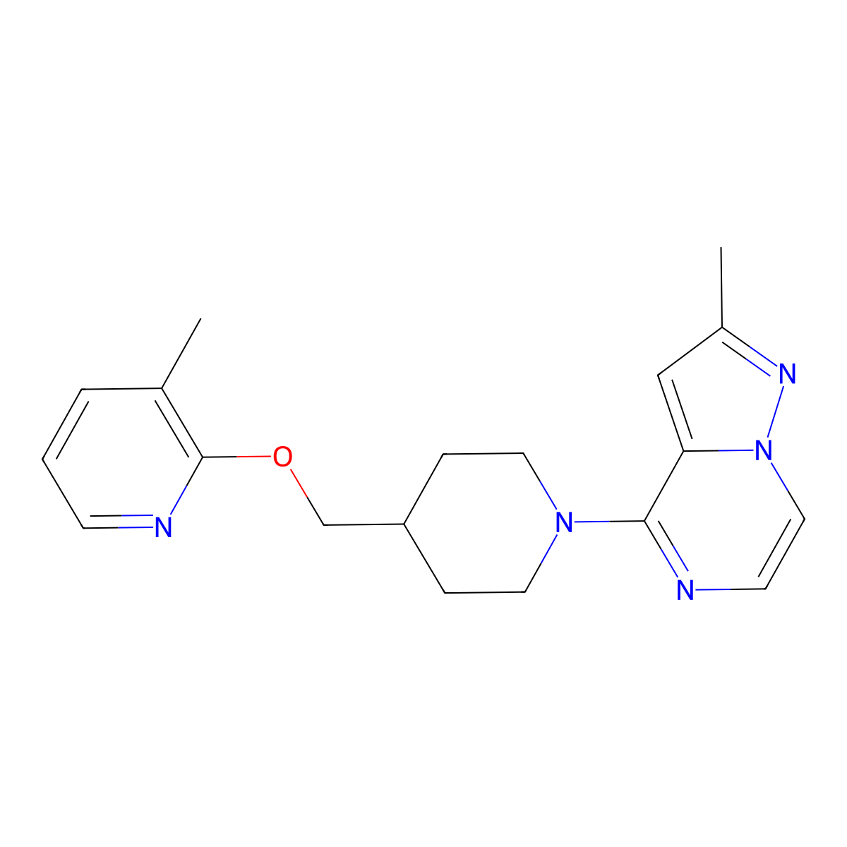 3-Methyl-2-[(1-{2-methylpyrazolo[1,5-a]pyrazin-4-yl}piperidin-4-yl)methoxy]pyridine molecular structure, CAS 2201436-41-9