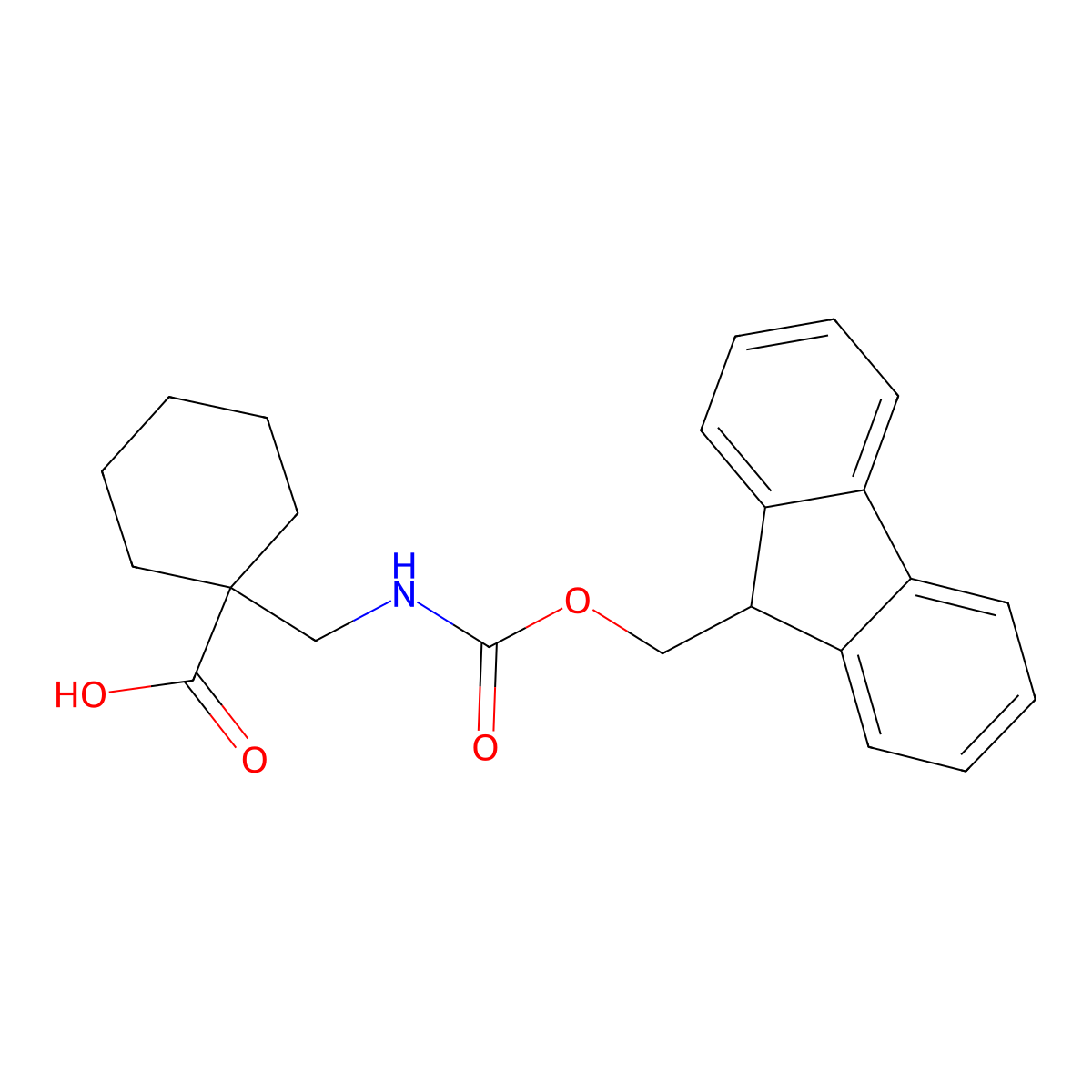 1-[({[(9H-Fluoren-9-yl)methoxy]carbonyl}amino)methyl]cyclohexane-1-carboxylic acid molecular structure, CAS 220145-22-2
