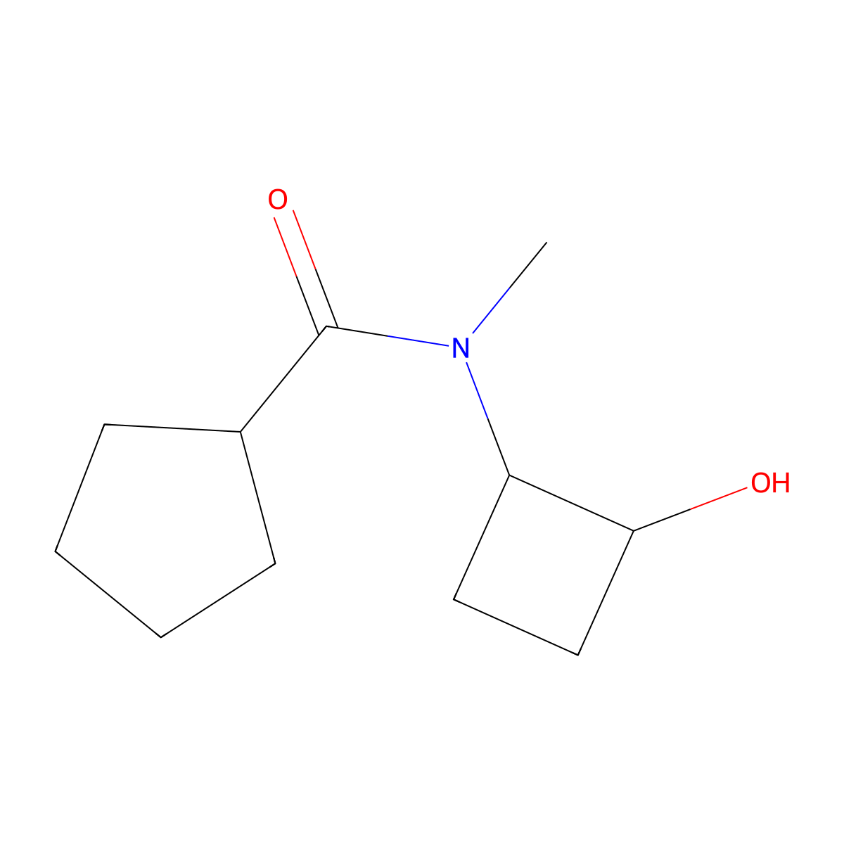 N-(2-hydroxycyclobutyl)-N-methylcyclopentanecarboxamide molecular structure, CAS 2201467-02-7