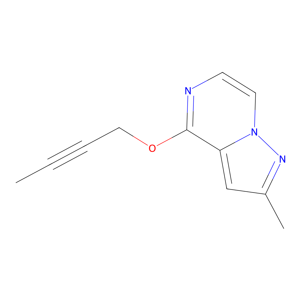 4-(But-2-yn-1-yloxy)-2-methylpyrazolo[1,5-a]pyrazine molecular structure, CAS 2201467-03-8