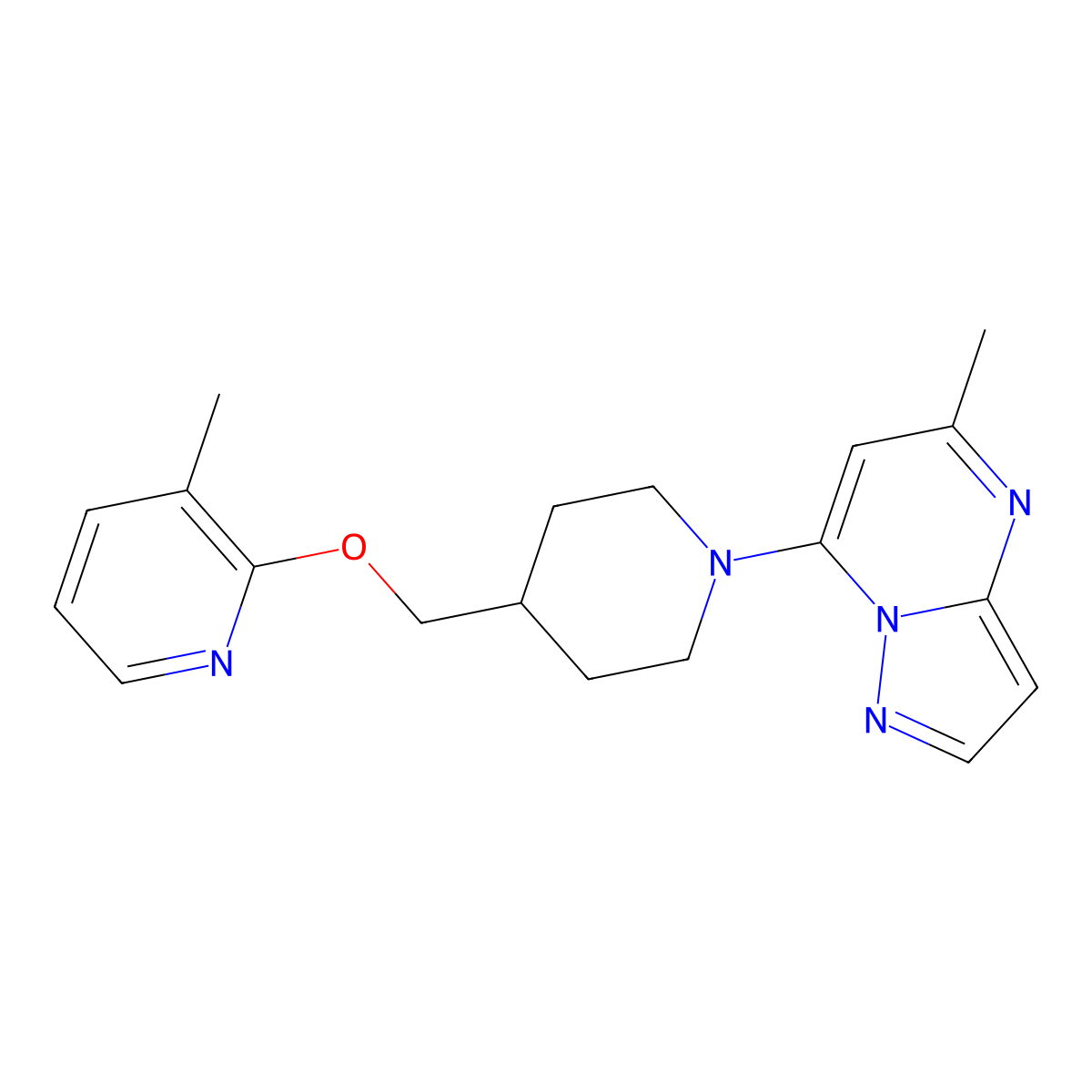 3-Methyl-2-[(1-{5-methylpyrazolo[1,5-a]pyrimidin-7-yl}piperidin-4-yl)methoxy]pyridine molecular structure, CAS 2201479-19-6