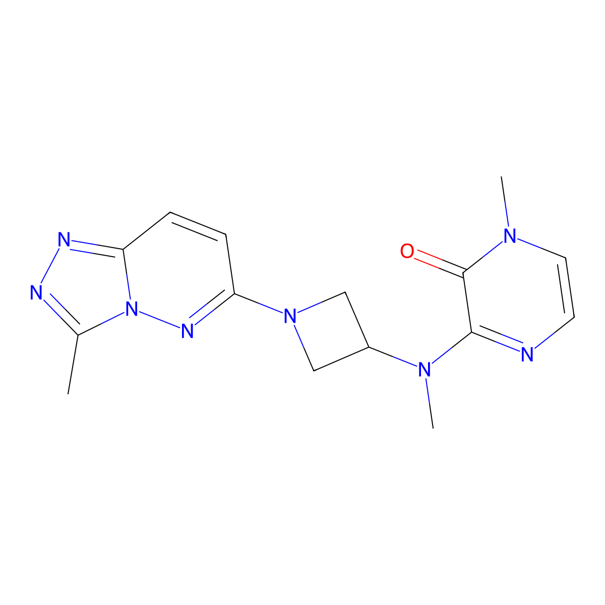 1-Methyl-3-[methyl(1-{3-methyl-[1,2,4]triazolo[4,3-b]pyridazin-6-yl}azetidin-3-yl)amino]-1,2-dihydropyrazin-2-one molecular structure, CAS 2201500-56-1