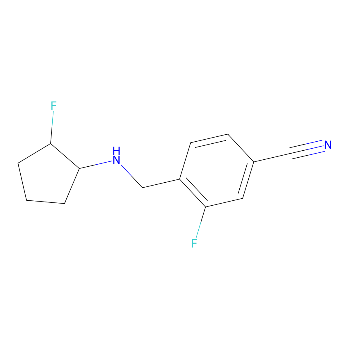 3-Fluoro-4-{[(2-fluorocyclopentyl)amino]methyl}benzonitrile molecular structure, CAS 2201501-94-0