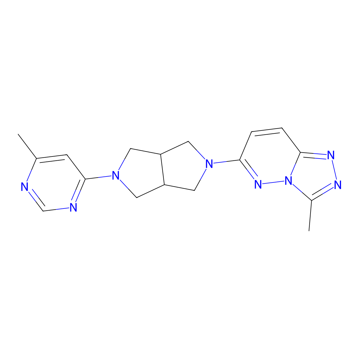 4-Methyl-6-(5-{3-methyl-[1,2,4]triazolo[4,3-b]pyridazin-6-yl}-octahydropyrrolo[3,4-c]pyrrol-2-yl)pyrimidine molecular structure, CAS 2201504-20-1