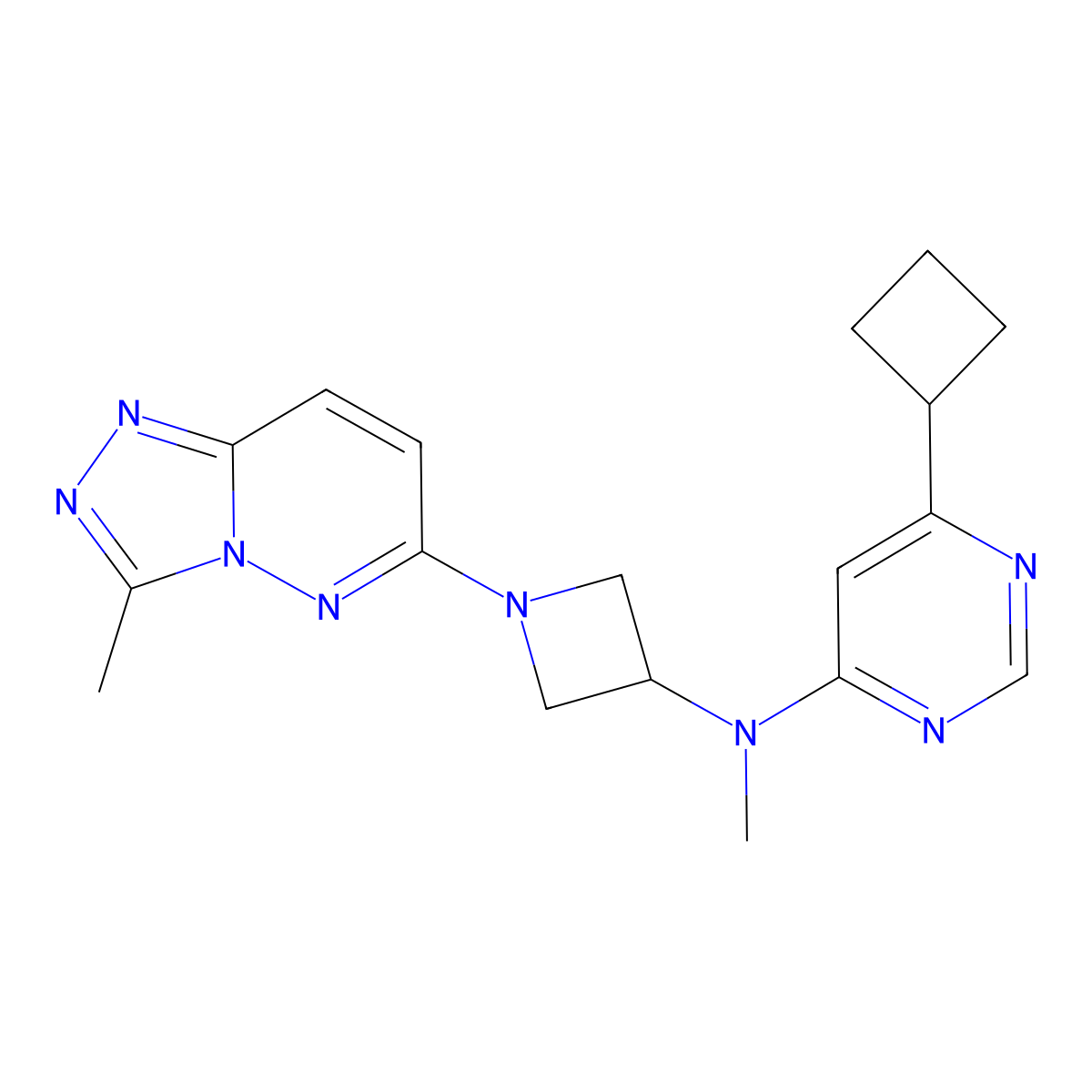 6-cyclobutyl-N-methyl-N-(1-{3-methyl-[1,2,4]triazolo[4,3-b]pyridazin-6-yl}azetidin-3-yl)pyrimidin-4-amine molecular structure, CAS 2201505-47-5