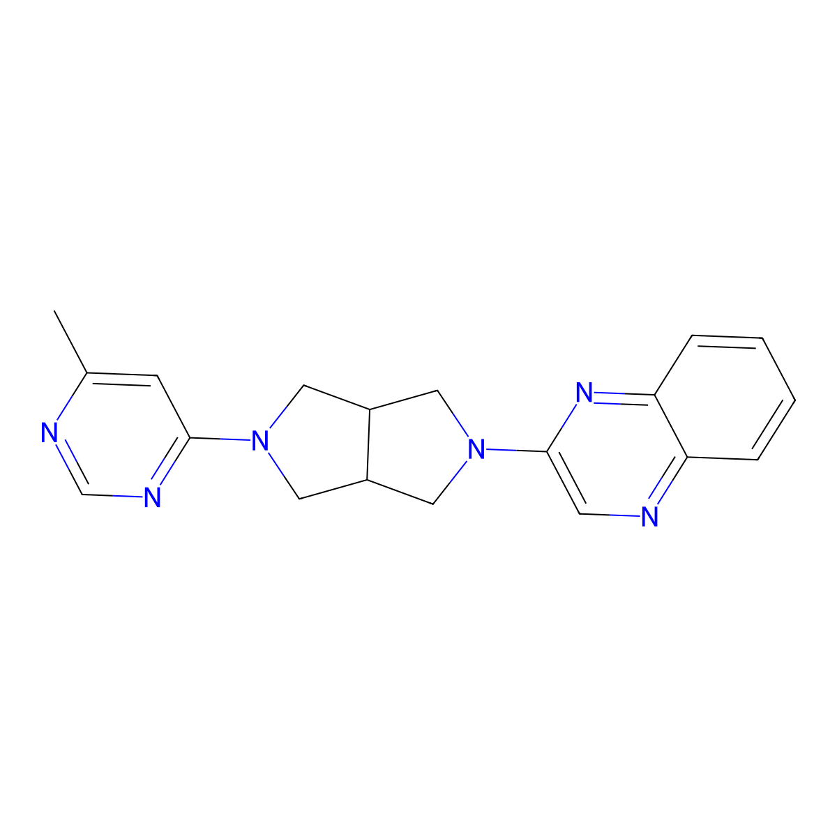 2-[5-(6-Methylpyrimidin-4-yl)-octahydropyrrolo[3,4-c]pyrrol-2-yl]quinoxaline molecular structure, CAS 2201510-65-6