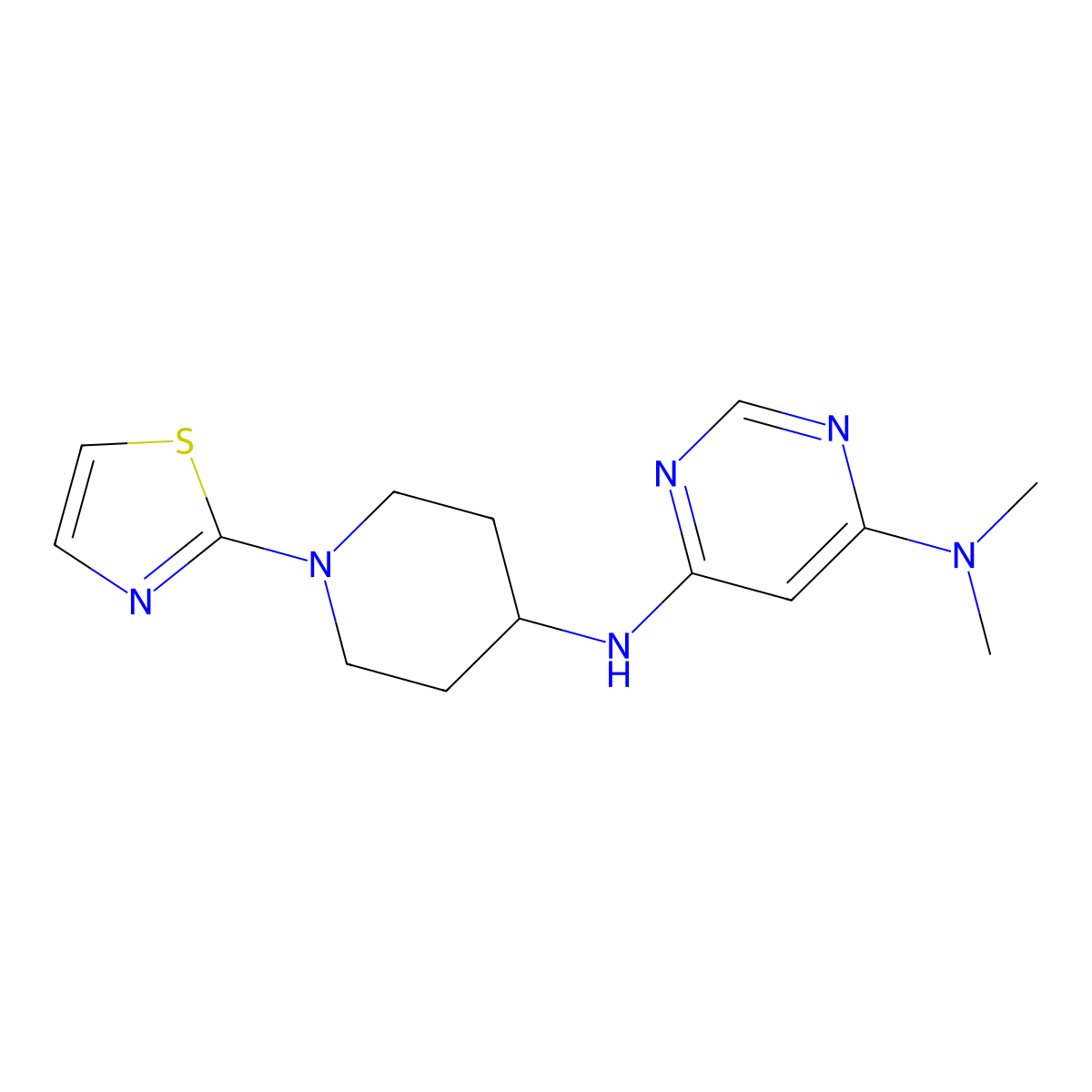 N4,N4-dimethyl-N6-[1-(1,3-thiazol-2-yl)piperidin-4-yl]pyrimidine-4,6-diamine molecular structure, CAS 2201543-41-9