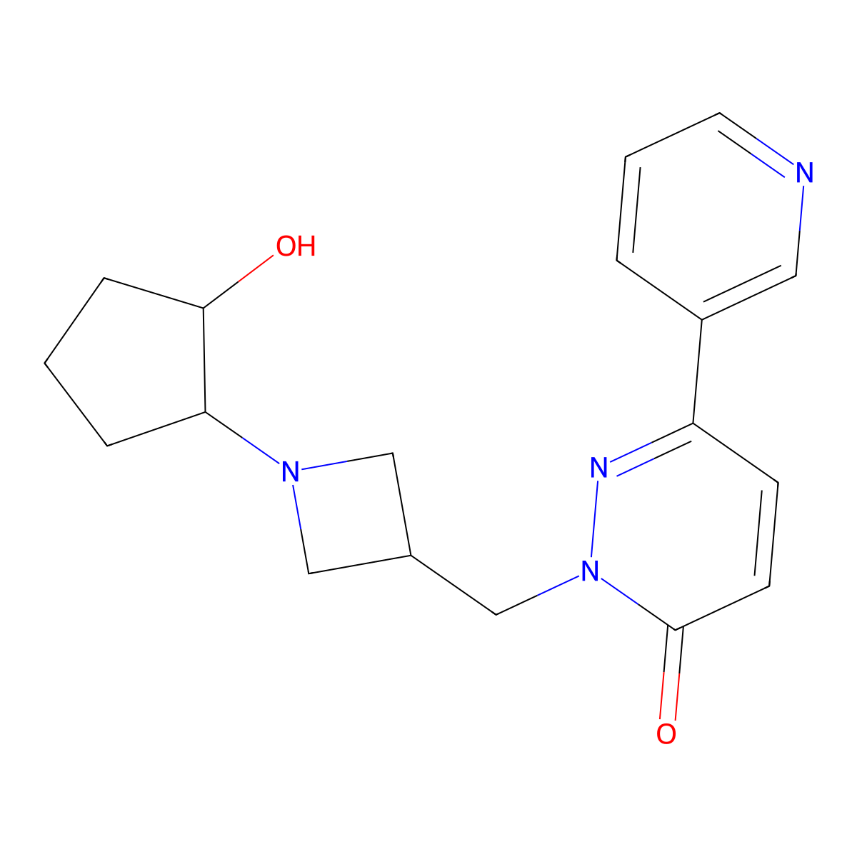 2-{[1-(2-Hydroxycyclopentyl)azetidin-3-yl]methyl}-6-(pyridin-3-yl)-2,3-dihydropyridazin-3-one molecular structure, CAS 2201543-48-6
