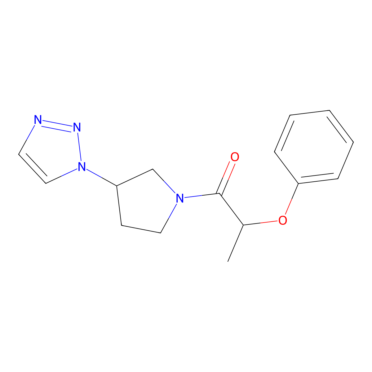 1-(3-(1H-1,2,3-triazol-1-yl)pyrrolidin-1-yl)-2-phenoxypropan-1-one molecular structure, CAS 2201549-38-2